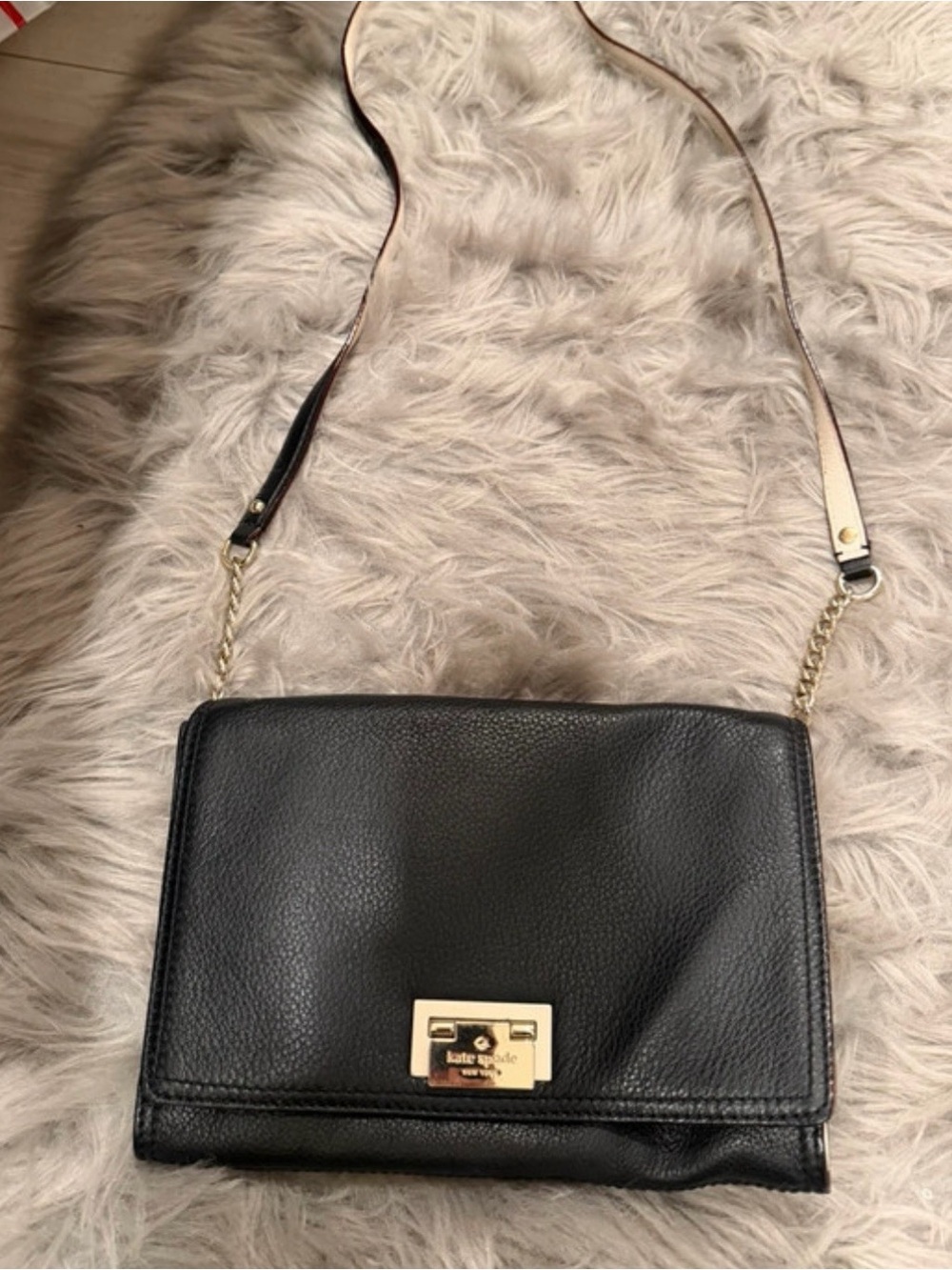 Kate Spade Black Leather Crossbody Bag with Gold Hardware